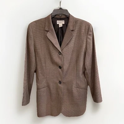 Винтажный Pendleton женщин 100% чисто Virgin шерсти коричневый клетку Blazer Куртка Пальто Sz 14 - Изображение 1 из 4