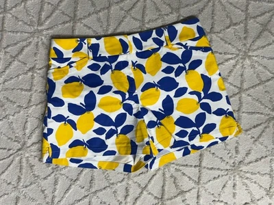 Pantalones Cortos Ann Taylor Loft Mujer The Riviera Chino Estampado Limón Talla 9 Azul Amarillo Nuevos Foto 1 de 4