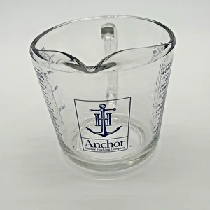 Vintage Anchor Hocking 4-cup  Glass Measuring Cup, RARE Blue Lettering - Picture 1 of 9