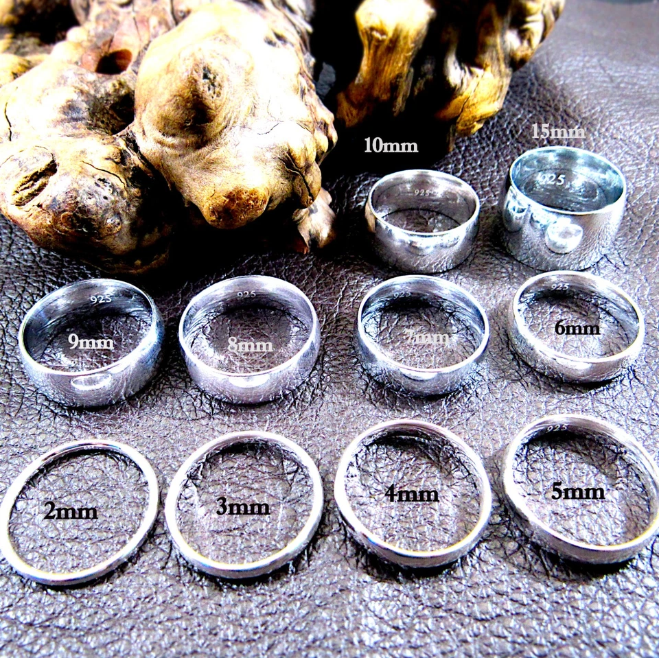 Solid 925 Sterling Silver Domed Plain Wedding Band Ring 2mm - 15mm Men & Women - Image 1 of 4
