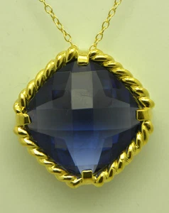 6.0ctw SIMULATED TANZANITE PENDANT NECKLACE - Picture 1 of 2