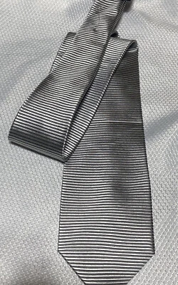 DONA DONA ШЕЛК РУЧНОЙ РАБОТЫ СЕРЫЙ/ЧЕРНЫЙ И СЕРЕБРЯНЫЙ ГАЛСТУК - Изображение 1 из 4