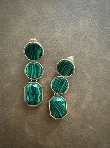 Banana Republic Women's Shiny Green Stone Cluster Drop Earrings NWOT - Picture 1 of 4