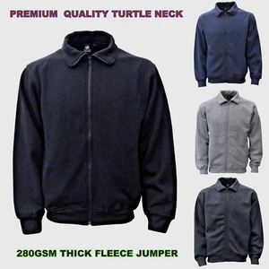 Mens Premium Quality Fleece FullZip Turtle Neck Work Corporate Garage Jumper Top - Picture 1 of 9