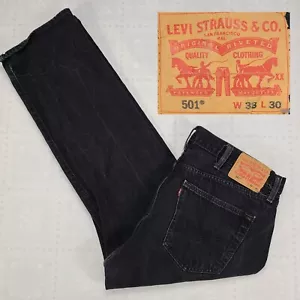 Jeans uomo Levis 501 38x30 etichetta 37x28 vero nero bottoni dritti fly denim #K88 - Foto 1 di 21