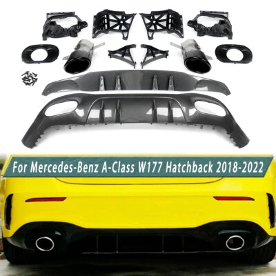 A35 Look Rear Bumper Diffuser For Benz A-Class W177 Hatchback 2018-2022 - Image 1 of 4