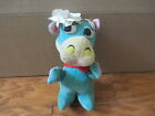 Forsum Vintage Made In Japan Blue Hippo W/ Flower Bow Plush Stuffed Animal Toy