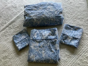 COUNTRY BLUE & WHITE EDDIE BAUER HOME COLLECTION FULL SHEET SET #234 - Picture 1 of 11