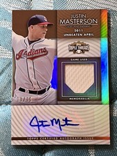 2012 Topps Triple Threads Unity Relics Sepia /75 Justin Masterson Auto