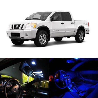 8 x Pacote Completo de Luzes Internas de LED para 2004-2015 Nissan Titan Crew Cab 4 Portas - Imagem 1 de 4