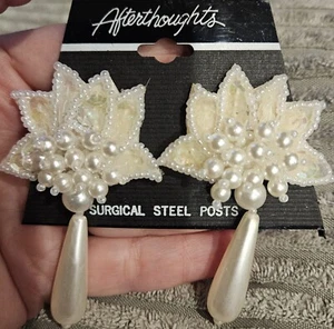 AFTERTHOUGHTS Kunstperlen-Ohrringe Schaumstoffrücken Chirurgenstahl Ohrstecker 2 Zoll Breite x 2,5 Zoll Länge - Bild 1 von 7