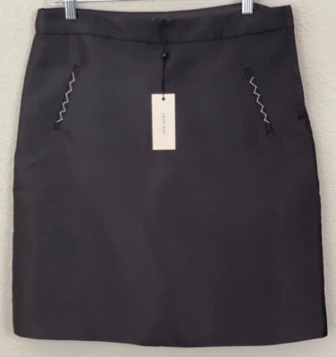NWT $198 LEON MAX Limited Edition A-Line Lined Skirt Side Zip Black Women's Sz 8 - Image 1 of 4