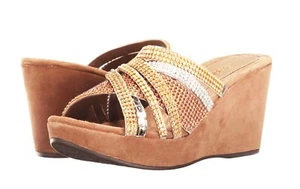 NEW J. RENEE "Hardscrabble" Rhinestone Bling Sandals Napa Leather/Suede - SZ 7.5 - Picture 1 of 5