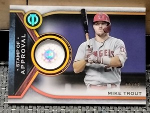 2021 Mike Trout Topps Tribute Certified Stamp Of Approval Relic 22/25 Sick Card