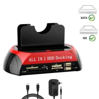 Tutto in 1 Docking Station DUAL hard disk Sata IDE 3,5 2,5 HUB CARD READER DOCK