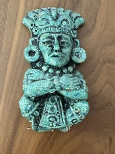 Vintage Crushed Stone Mayen Aztec Figurine Wall Hanging - Picture 1 of 7