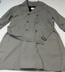 VINTAGE Bill Blass Menswear Wool Lined Trench Coat Men 42 Regular Brown Overcoat - Picture 1 of 24