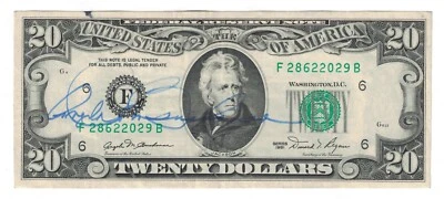 🇺🇸 ** 1981 $20 TWENTY DOLLARS BILL NOTE ATLANTA FR 2073-F HAND SIGNED** 🇺🇸 - Image 1 of 2