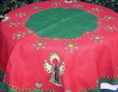 圣诞桌上装雪花天使心红色绿色复古德国 — 第 1/4 张图片