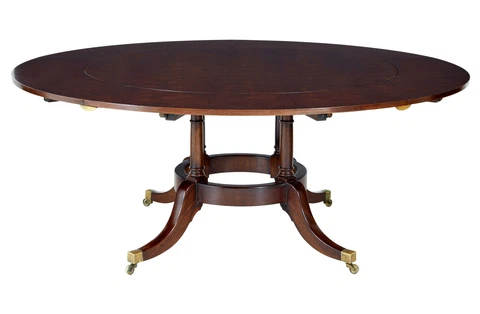LATE 20TH CENTURY MAHOGANY JUPE DINING TABLE WITH LEAF CABINET Cover