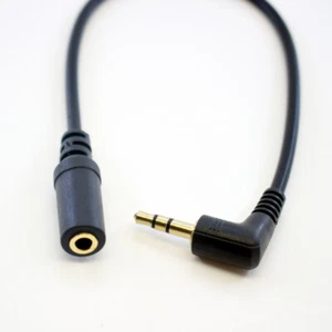 1pc 25cm Gold Right Angle 3.5mm Stereo Male to Female M/F Audio Extension Cable - Picture 1 of 5
