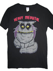 Heavy Meowtal Cat Goth Punk schwarz kurzarmiges T-Shirt Damen Top S klein lang