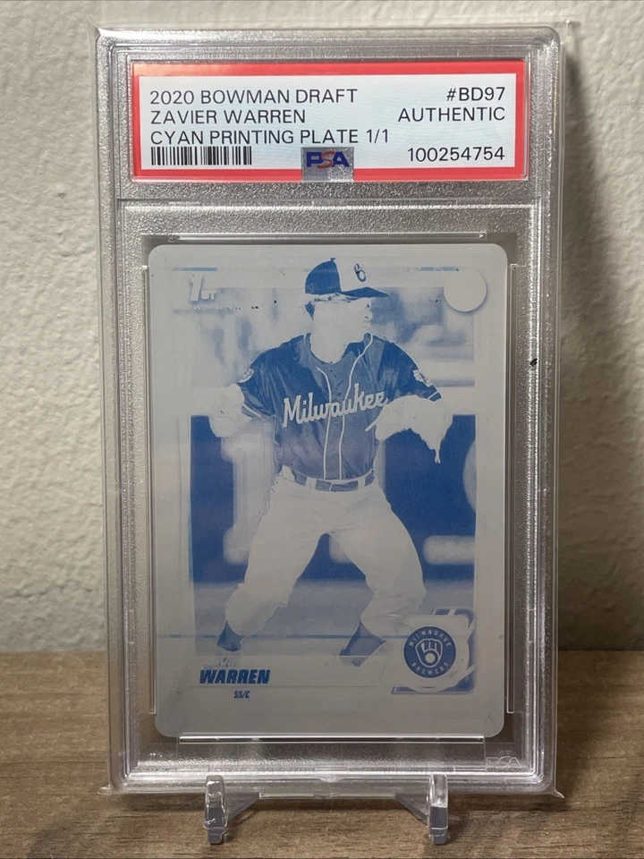 2020 Bowman Draft Zavier Warren 1st Cyan Printing Plate 1/1 PSA A - Image 1 of 2