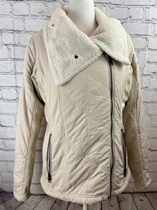 Avalanche Quilted Jacket Women's Size M Beige 100% Polyester Sherpa Collar Zip - Picture 1 of 9