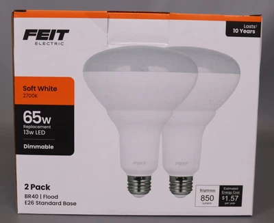 Feit Electric LED BR40 Bulbs, Dimmable, 65W Equivalent - Pack of 2 - Image 1 of 4