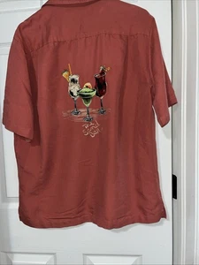 Caribbean Men's Tropical Embroidered Coctail Button Up Shirt - M - The Sand Bar - Picture 1 of 7