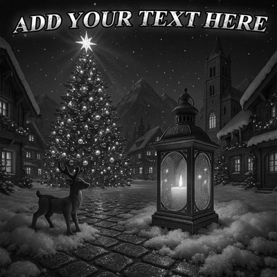 Christmas Laser Engraved Reindeer & Village Wood Plaque 10x10 Personalized Gift - Image 1 of 4