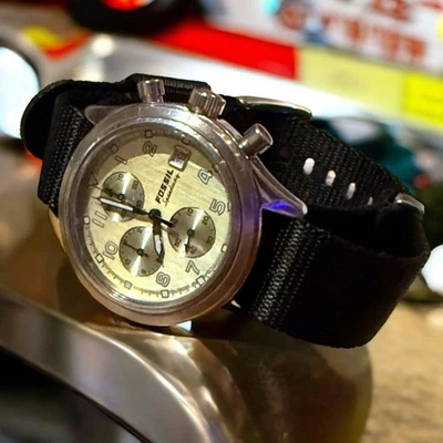 Reloj cronógrafo Fossil Arkitekt para hombre Speedway acero inoxidable esfera salvia correa OTAN Foto 1 de 4