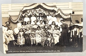 1915 RPPC Postcard May Day Exercises Children Japanese Dancers Park School Salem - Picture 1 of 2
