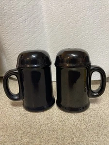 Newcor Stoneware China Black Salt And Pepper Shakers Vintage EUC - Picture 1 of 10