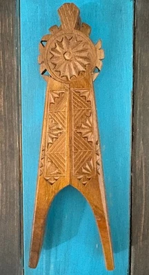 Vintage 50’s Nut Cracker Wood Carved Handles Scandinavian Plier Style Nutcracker - Image 1 of 4