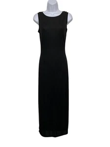 Bisou Bisou Michele Bohbot Women's size S/M Black Fitted Maxi Dress Y2K VTG - Picture 1 of 10