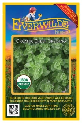 1000 semillas de hierbas orgánicas de orégano griego orgánico - Paquete de Mylar Everwilde Farms Foto 1 de 3
