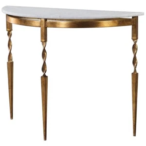 Uttermost Imelda Marble Top Demilune Accent Console Table in White - Picture 1 of 6