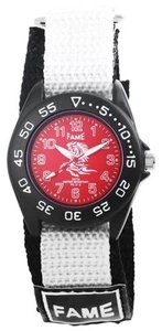 Fame Ladies' Watch Children's Watch Analogue Wristwatch Textile Velcro Strap Black/White 3 ATM - Picture 1 of 1