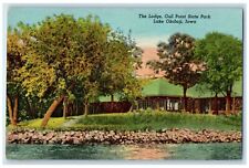 1957 The Lodge Gull Point State Park Lake Okoboji Spirit Lake Iowa IA Postcard