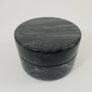 Stein schwarz weiß gestreift 4" Marmor Granit Runde Schmuckschatulle, Onyx LESEN - Bild 1 von 15