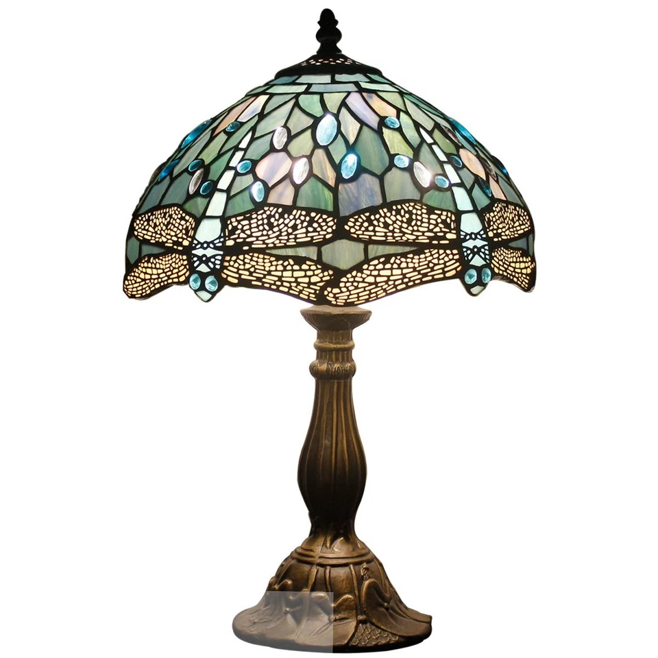 Table Lamp Bedside Tiffany Style Sea Blue S147 Series Mixcolor Stained Glass