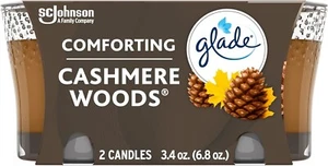 NWT Glade Candle Jar, Air Freshener, Cashmere Woods, 3.4 Oz, 2 Count - Picture 1 of 12