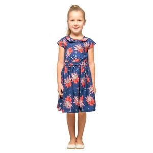 Miss Lavish London Baby Girls Peter Pan Collar Navy Kids Dresses 3?12 Years - Picture 1 of 6