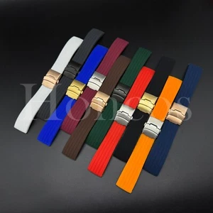 18 20 22 MM Silicone Rubber Watch Strap Band Deployment Clasp Fits for Tudor USA - Picture 1 of 80