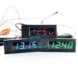 12V 3 in 1 Car Electronic Clock Temperature Voltage Gauge Thermometer Voltmeter - Bild 1 von 14