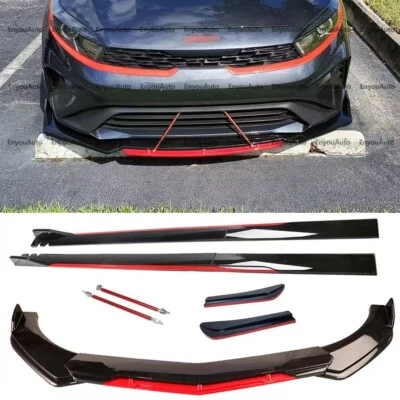 Front Bumper Lip 86" Side Skirt Rear Bumper Lip Black Red For Kia Forte  Foto 1 de 4