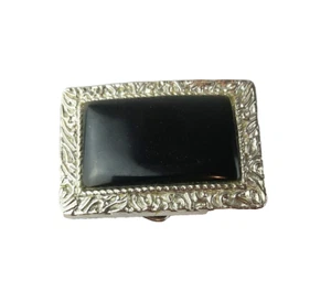 Hebilla de cinturón decorativa de metal con azulejo de porcelana negro tono plateado - Imagen 1 de 3