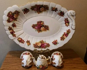 OLD COUNTRY ROSES Royal Albert TÜRKEI PLATTE Herbstlaub + Salz Pfeffer Milchkännchen - Bild 1 von 18