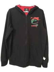 Quiksilver Black Hoodie Red & Green Graphic Logo Men's Size Medium Very Nice - Picture 1 of 5